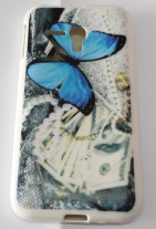 Силиконов гръб ТПУ за Alcatel One Touch POP D5 5038x сив със синя пеперуда